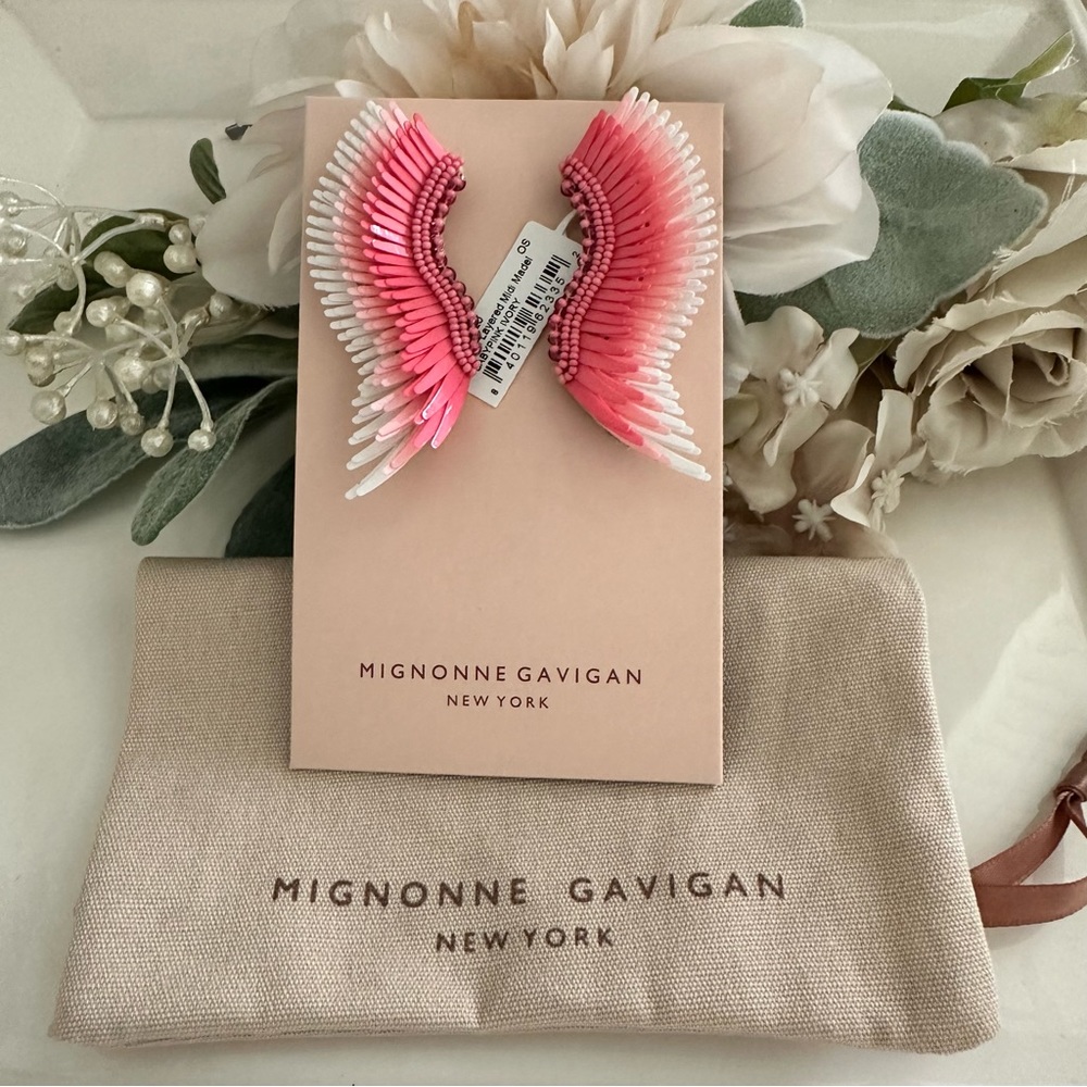 Mignonne Gavigan MIDI Madeline Earrings - Baby Pink White NWT
